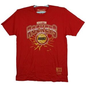 Houston Rockets Mitchell & Ness NBA Large Shirt Earthquake Art Red New